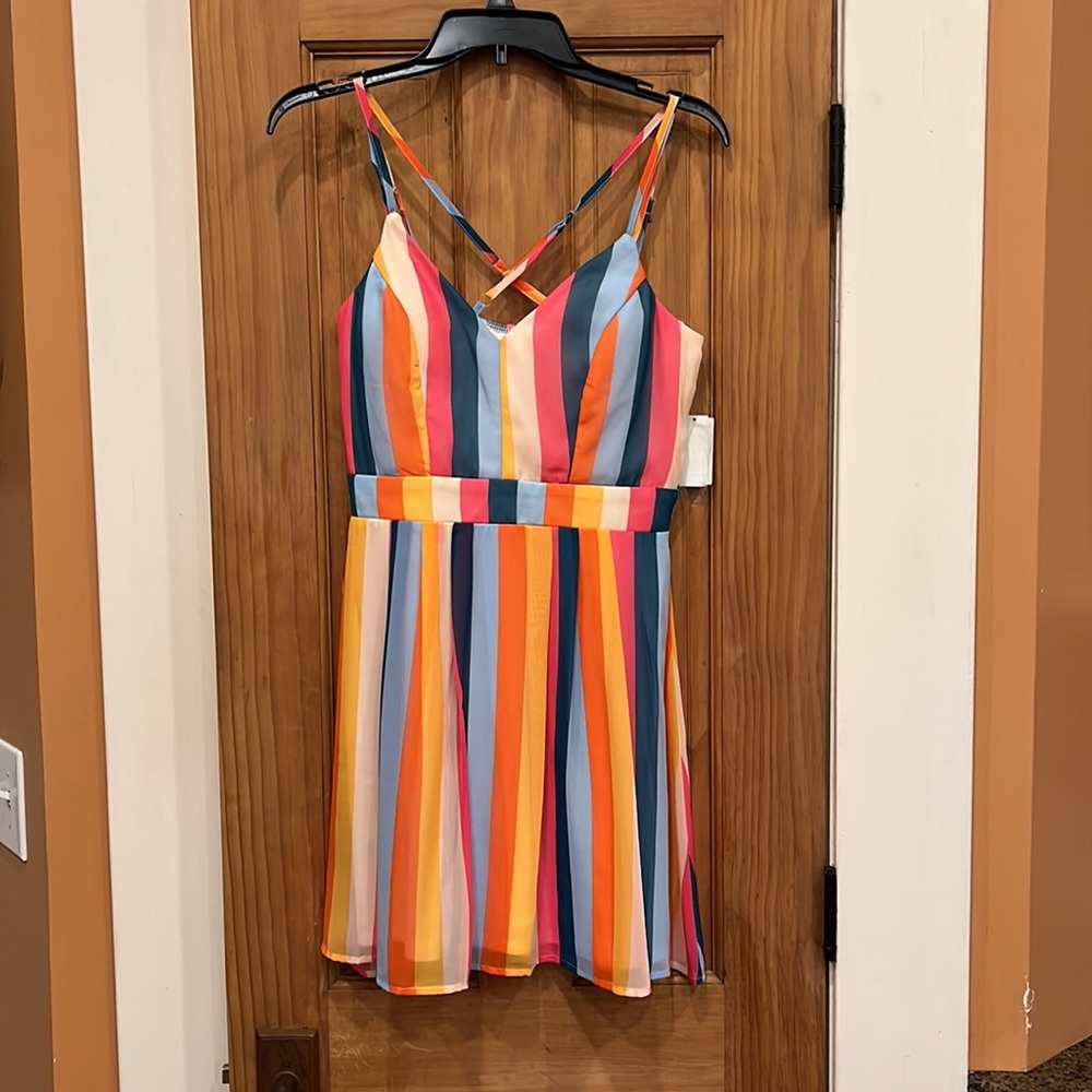 Midnight Doll Multi-Colored Striped Dress